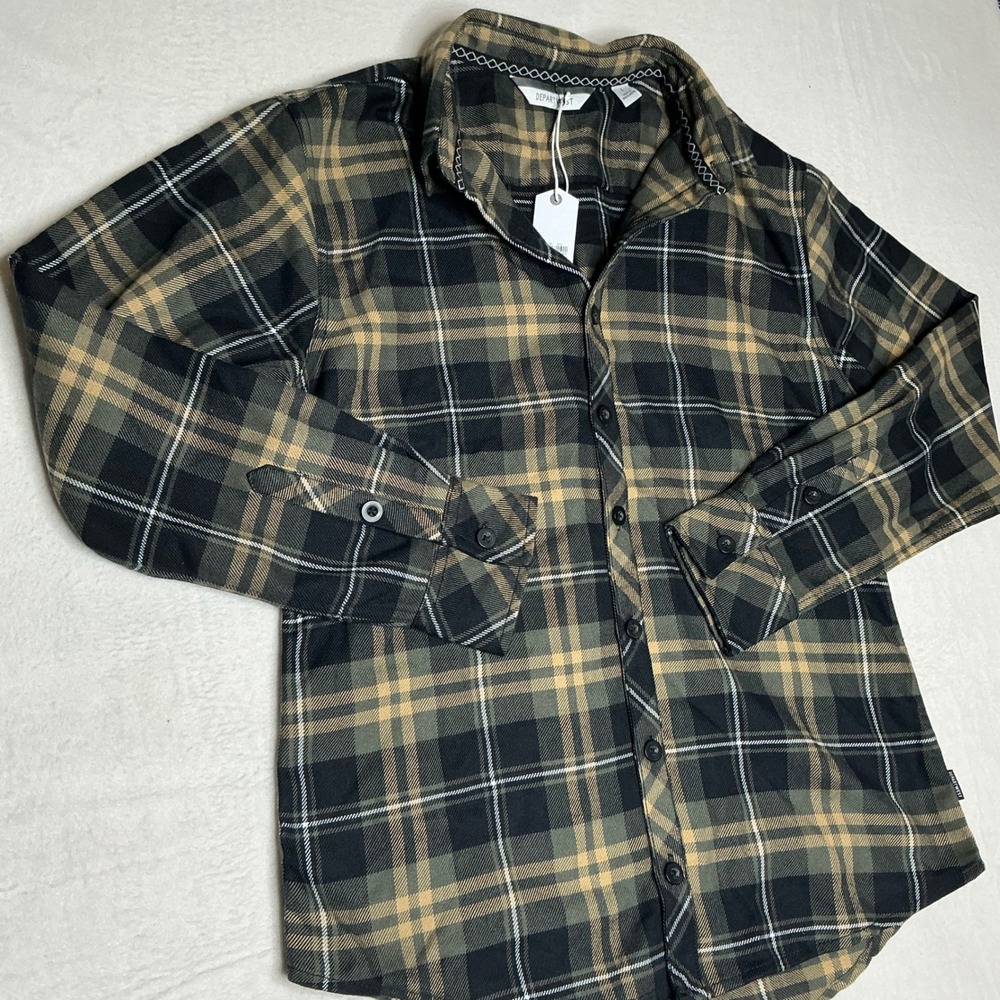 Buckle DepartWest 56 Plaid Flannel Button Down‎ Shirt Men's Size L Black Green